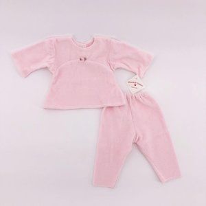 NWT XL11-15 LBS 2 pc Pink Velour Set Top Rose Infants Babies Girls Easter Spring